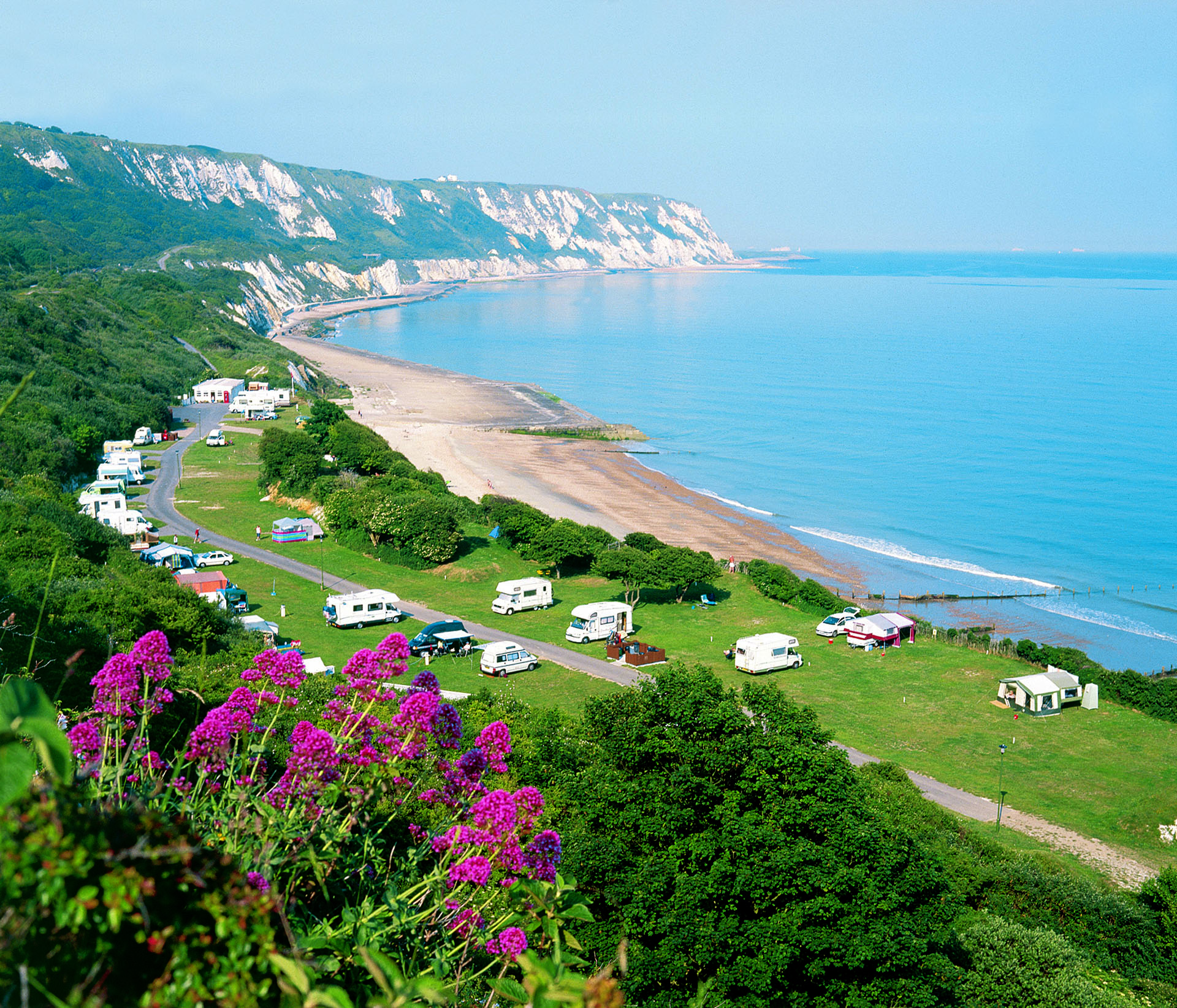 Aerial view of Folkestone Campsite