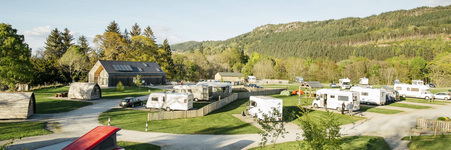 Aerial view of Loch Ness Shores Campsite