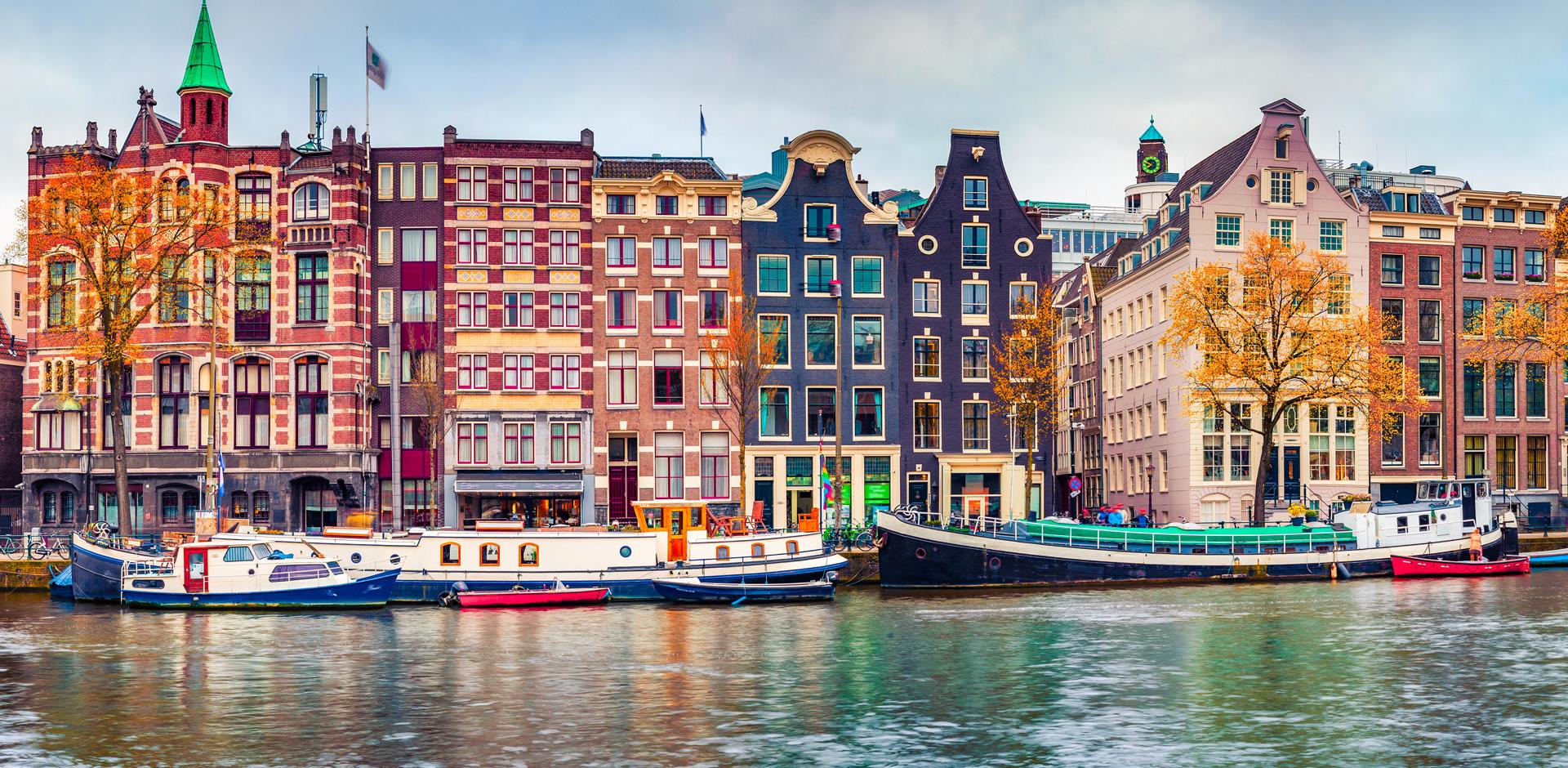 Panoramic autumn view of Amsterdam, Netherlands.