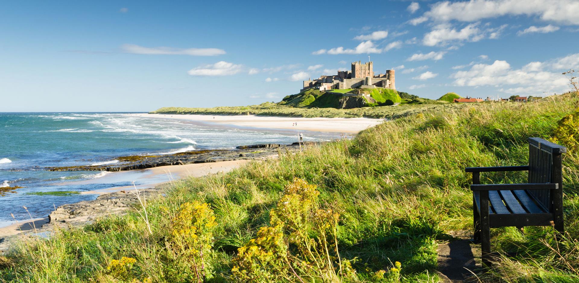 View from the beach of Bamburgh Castle in Northumberland