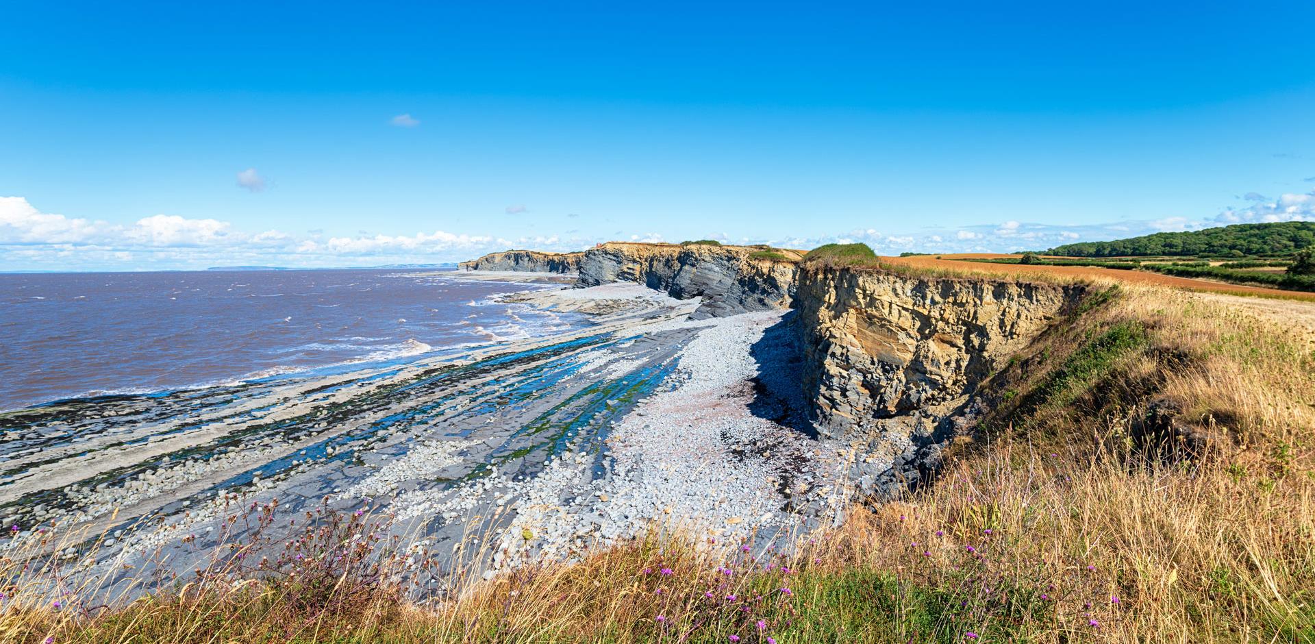 The beach and cliffs at Kilve on the Somerset coast
