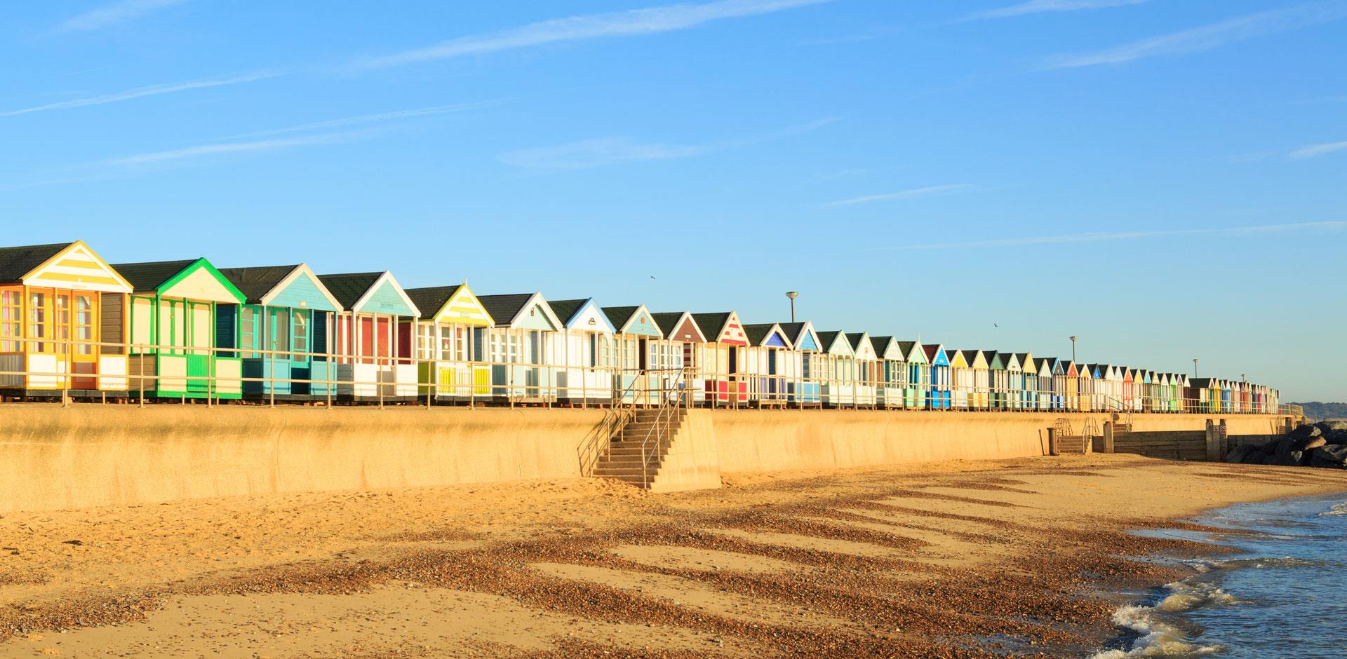 Colourful beach huts in Southwold, Suffolk