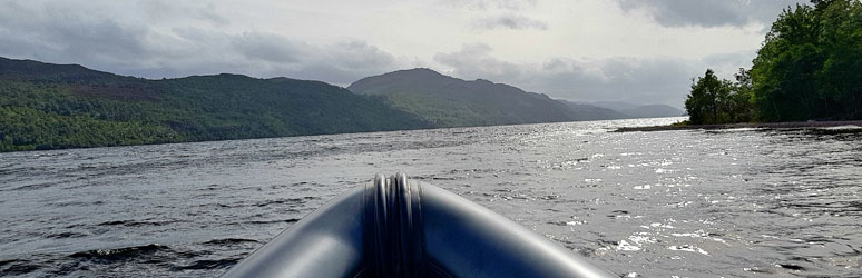 Front of boat on Loch Ness