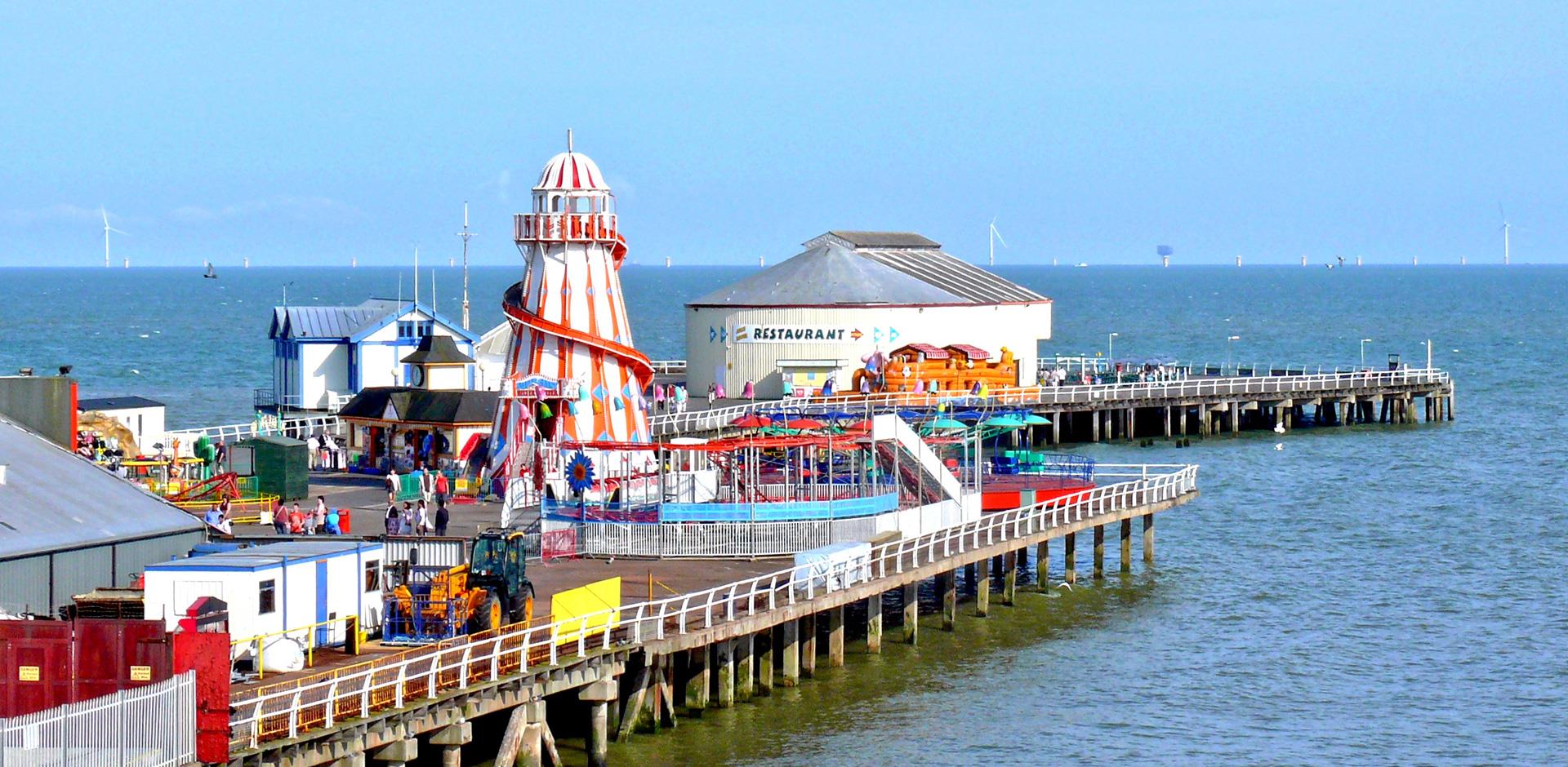 Pier in Clacton-on-Sea, Essex, UK.