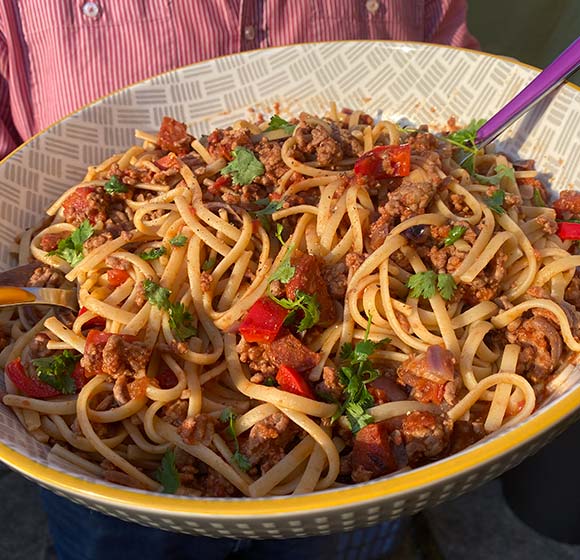 Lamb linguine