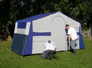 A trailer tent generally needs pegging on grass