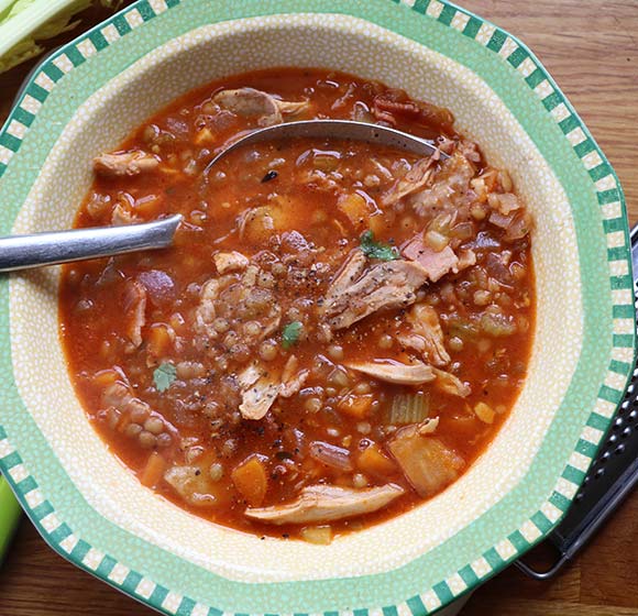 Chicken and lentil soup