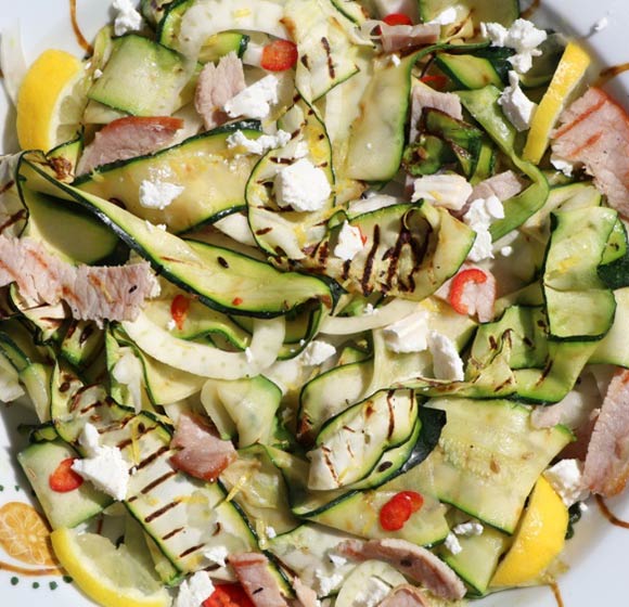 Warm courgette salad