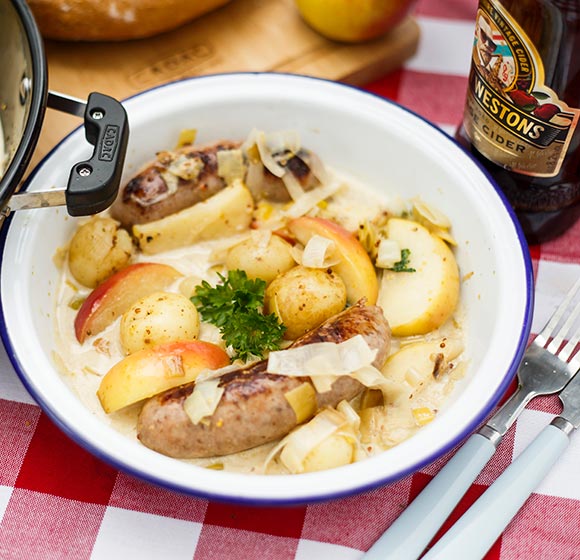 One pot sausages in cider The Camping and Caravanning Club