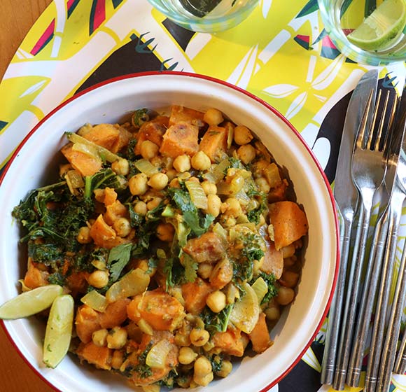 Chickpea, sweet potato spinach