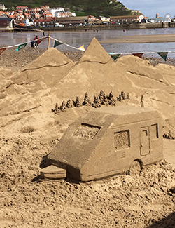 The sand sculptures are taking shape