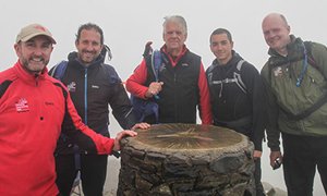 The triumphant team at the top of Snowdon